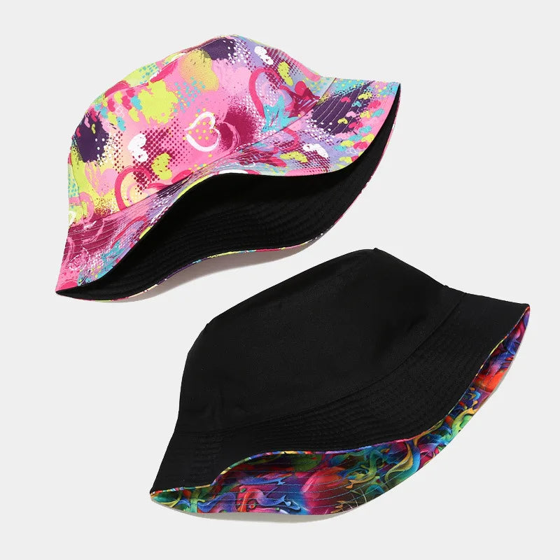 Flowers Graffiti Print Bucket Hat - FestiVibe