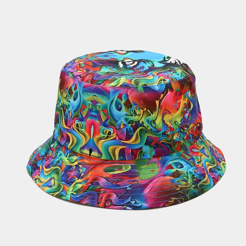 Flowers Graffiti Print Bucket Hat - FestiVibe