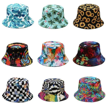 Flowers Graffiti Print Bucket Hat - FestiVibe