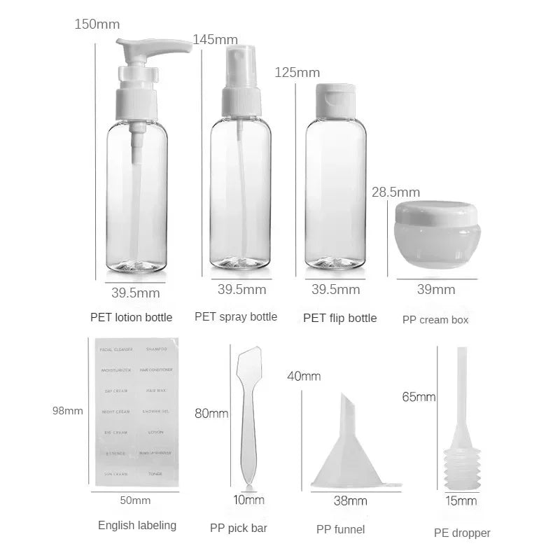 11pcs Transparent Refillable Bottles - FestiVibe